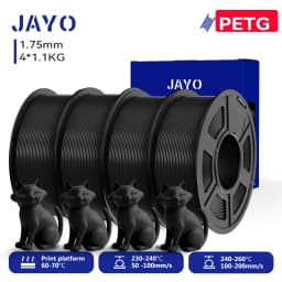 JAYO 3D PETG/PETG Transparent Filament 1.75mm Filament For Bambu FDM 3D Printer PETG Neatly Wound 3D Printing Material 4Rolls