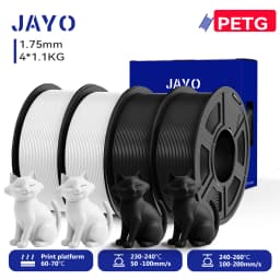 JAYO 3D PETG/PETG Transparent Filament 1.75mm Filament For Bambu FDM 3D Printer PETG Neatly Wound 3D Printing Material 4Rolls