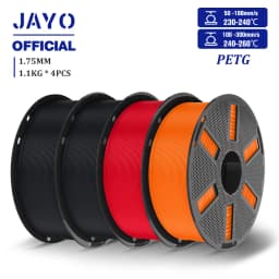 JAYO 3D PETG/PETG Transparent Filament 1.75mm Filament For Bambu FDM 3D Printer PETG Neatly Wound 3D Printing Material 4Rolls