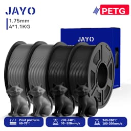 JAYO 3D PETG/PETG Transparent Filament 1.75mm Filament For Bambu FDM 3D Printer PETG Neatly Wound 3D Printing Material 4Rolls