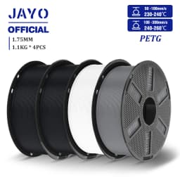 JAYO 3D PETG/PETG Transparent Filament 1.75mm Filament For Bambu FDM 3D Printer PETG Neatly Wound 3D Printing Material 4Rolls