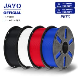 JAYO 3D PETG/PETG Transparent Filament 1.75mm Filament For Bambu FDM 3D Printer PETG Neatly Wound 3D Printing Material 4Rolls