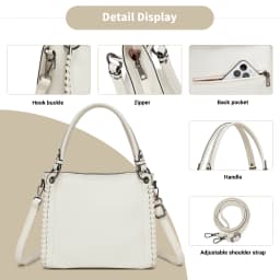 Miss Lulu Women's Handbag, Stylish Woven Detail Tote Shoulder Bag, Large Capacity Ladies Crossbody Bag with Detachable Adjustable Strap, Multi Pocket Top Handle Bag for Work Daily