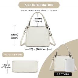 Miss Lulu Women's Handbag, Stylish Woven Detail Tote Shoulder Bag, Large Capacity Ladies Crossbody Bag with Detachable Adjustable Strap, Multi Pocket Top Handle Bag for Work Daily