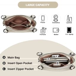 Miss Lulu Women's Handbag, Stylish Woven Detail Tote Shoulder Bag, Large Capacity Ladies Crossbody Bag with Detachable Adjustable Strap, Multi Pocket Top Handle Bag for Work Daily