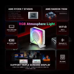 Firebat Mn56 Mini Pc Amd Ryzen 7 8745Hs, 16Gb Ddr5 512Gb Ssd, Windows 11 Pro, Wifi 6 Bt 5.2, 8-Core Gaming/Office Mini Desktop