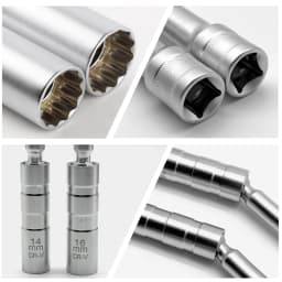 4PCS Magnetic Spark Plug Socket 14+16mm Thin Wall 3/8'' Drive Install Replace Repair Kit Torque Remove Removal Gap Tool