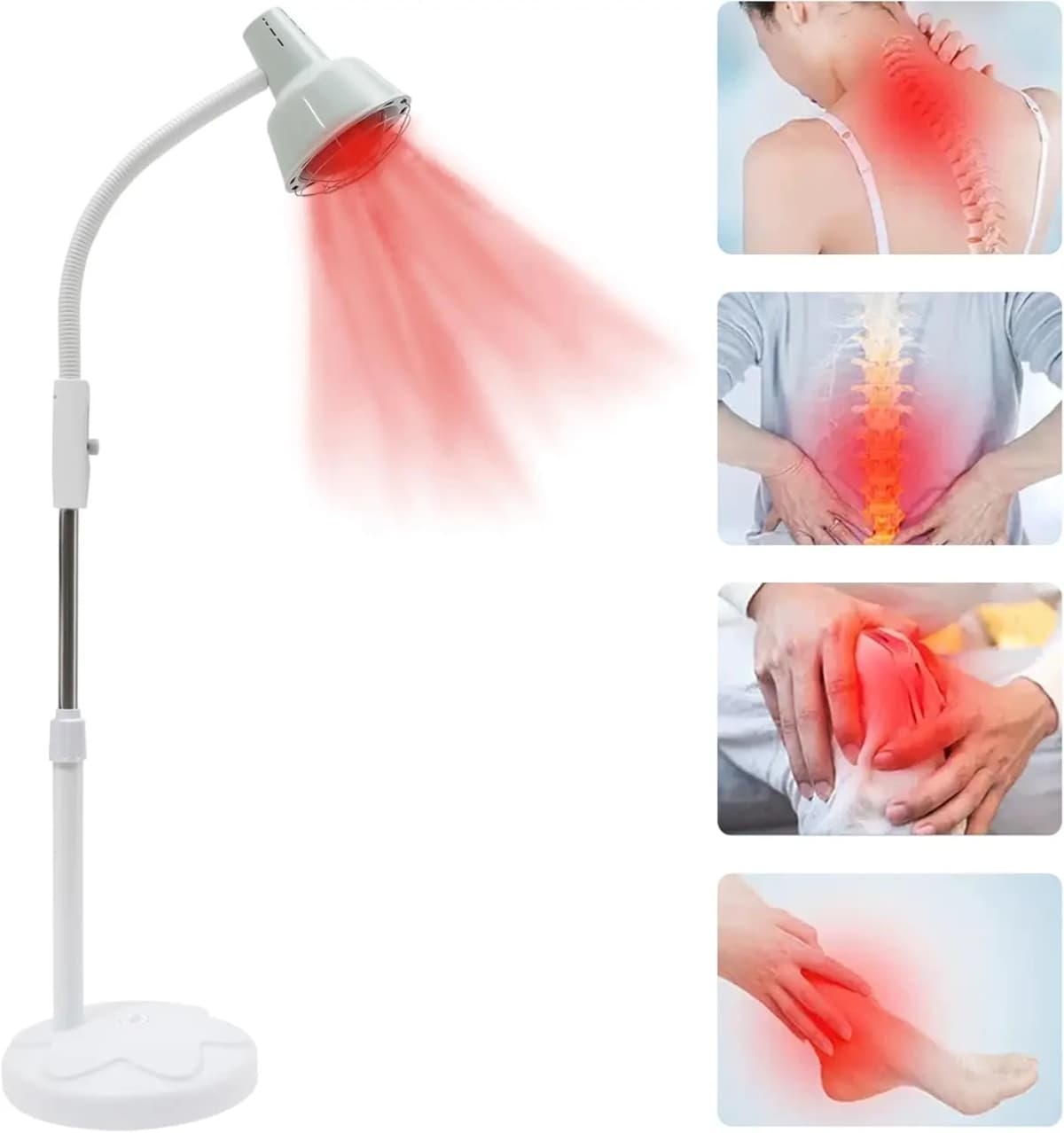 Infra Red Lamp with 275W High Power Light Source, Single Head Type Far Infrared Therapy Lamp, 360°Rotating Infrared Light Device