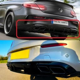 MagicKit Rear Diffuser+Exhaust Tips for Mercedes Benz C-CLASS A205 C205 COUPE C200 C300 C43 C63 AMG Line Rear Bumper Lip 15-21