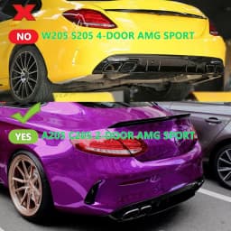 MagicKit Rear Diffuser+Exhaust Tips for Mercedes Benz C-CLASS A205 C205 COUPE C200 C300 C43 C63 AMG Line Rear Bumper Lip 15-21