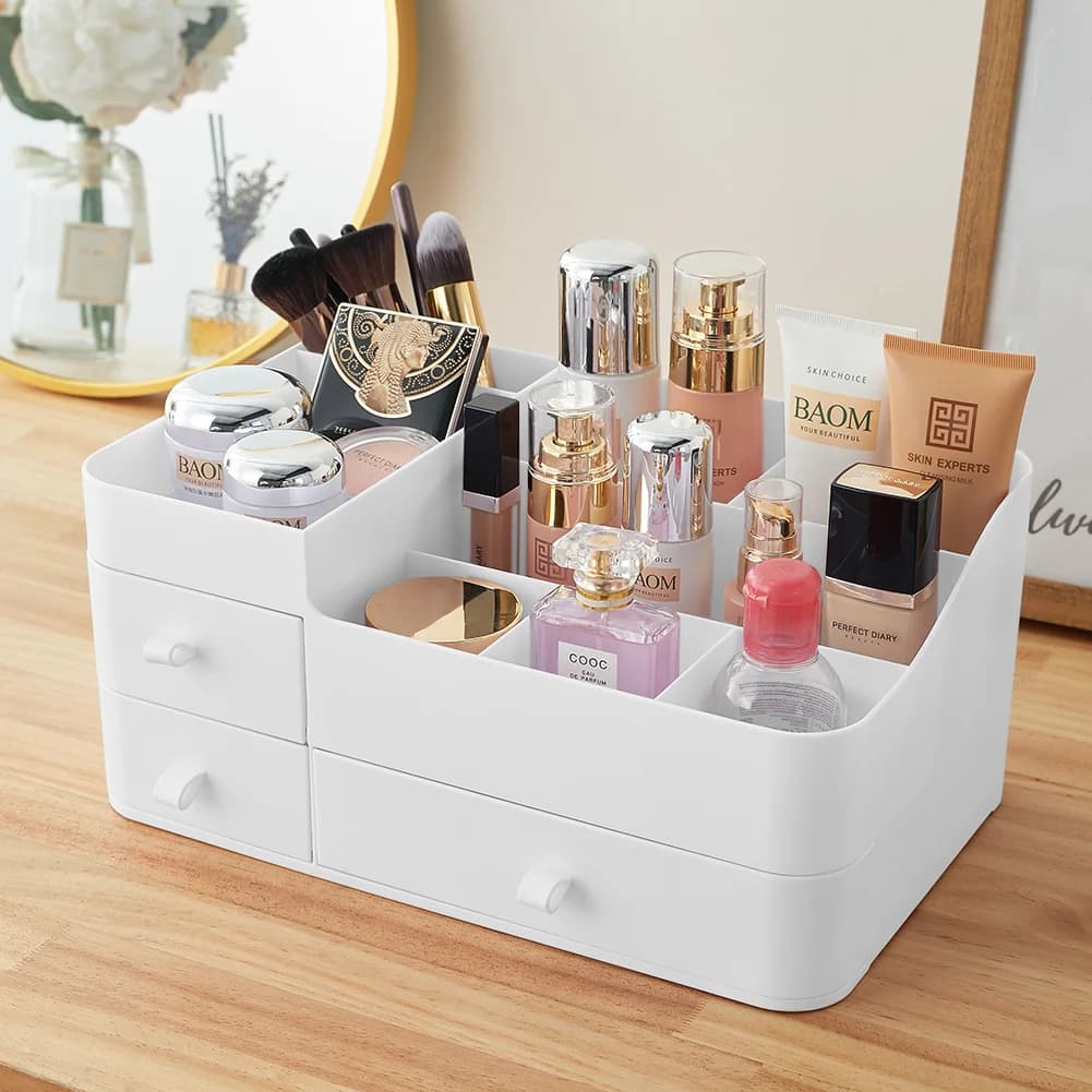 【Breeins】Large Makeup Organizer Storage with Drawers White