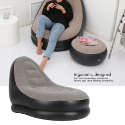 Modern Inflatable Folding Recliner Sofa Chair with Footstool for Living Room Balcony Garden