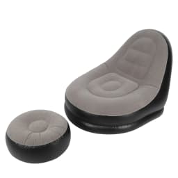 Modern Inflatable Folding Recliner Sofa Chair with Footstool for Living Room Balcony Garden