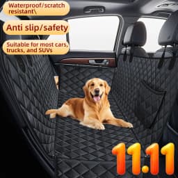 Dog Seat Cover for Back Seat Waterproof with Mesh Window Scratch Prevent Anti-slip Dog Car Hammock Back Seat Covers for cat
