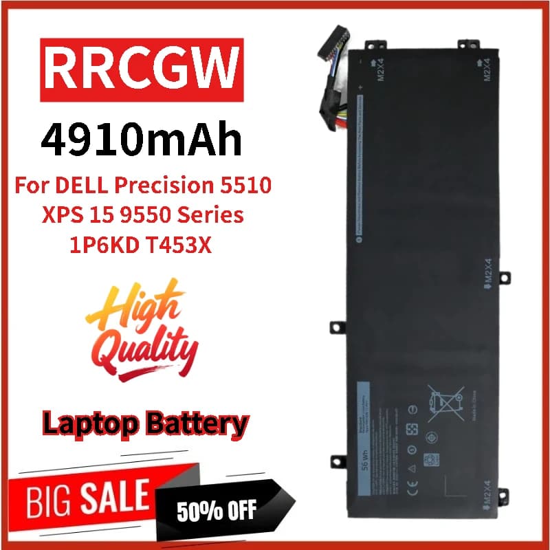 For DELL Precision 15 5520 5540XPS 15 9550 9570 Series Laptop Battery RRCGW 11.4V 56Wh 4910mAh High Quality Replacement Battery