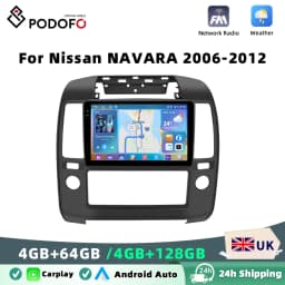 Podofo 9" 4GB+64GB Car Radio Wireless Carplay Android Auto Audio Stereo Mirror Link For Nissan NAVARA 2006-2012 GPS BT FM RDS