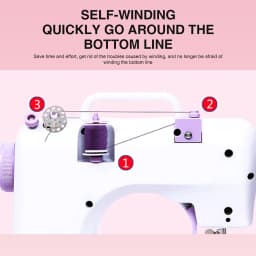 Portable Mini Electric Sewing Machine for Beginners 12 Stitches Foot Pedal Night Light Speed Control for DIY Home Sewing Mending