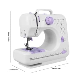 Portable Mini Electric Sewing Machine for Beginners 12 Stitches Foot Pedal Night Light Speed Control for DIY Home Sewing Mending