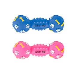 Dumbbell Squeaky Dog Toy, Durable Interactive Chew and Fetch Toy for Dogs, Blue or Pink