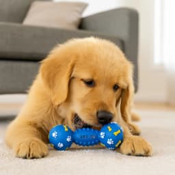 Dumbbell Squeaky Dog Toy, Durable Interactive Chew and Fetch Toy for Dogs, Blue or Pink