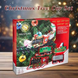 Battery Operate Railway Train with Sound&Light Hanging Railway Car Toys Kids Xmas Electric Toys Xmas Train Tree Decoration Track