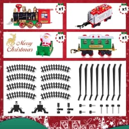 Battery Operate Railway Train with Sound&Light Hanging Railway Car Toys Kids Xmas Electric Toys Xmas Train Tree Decoration Track