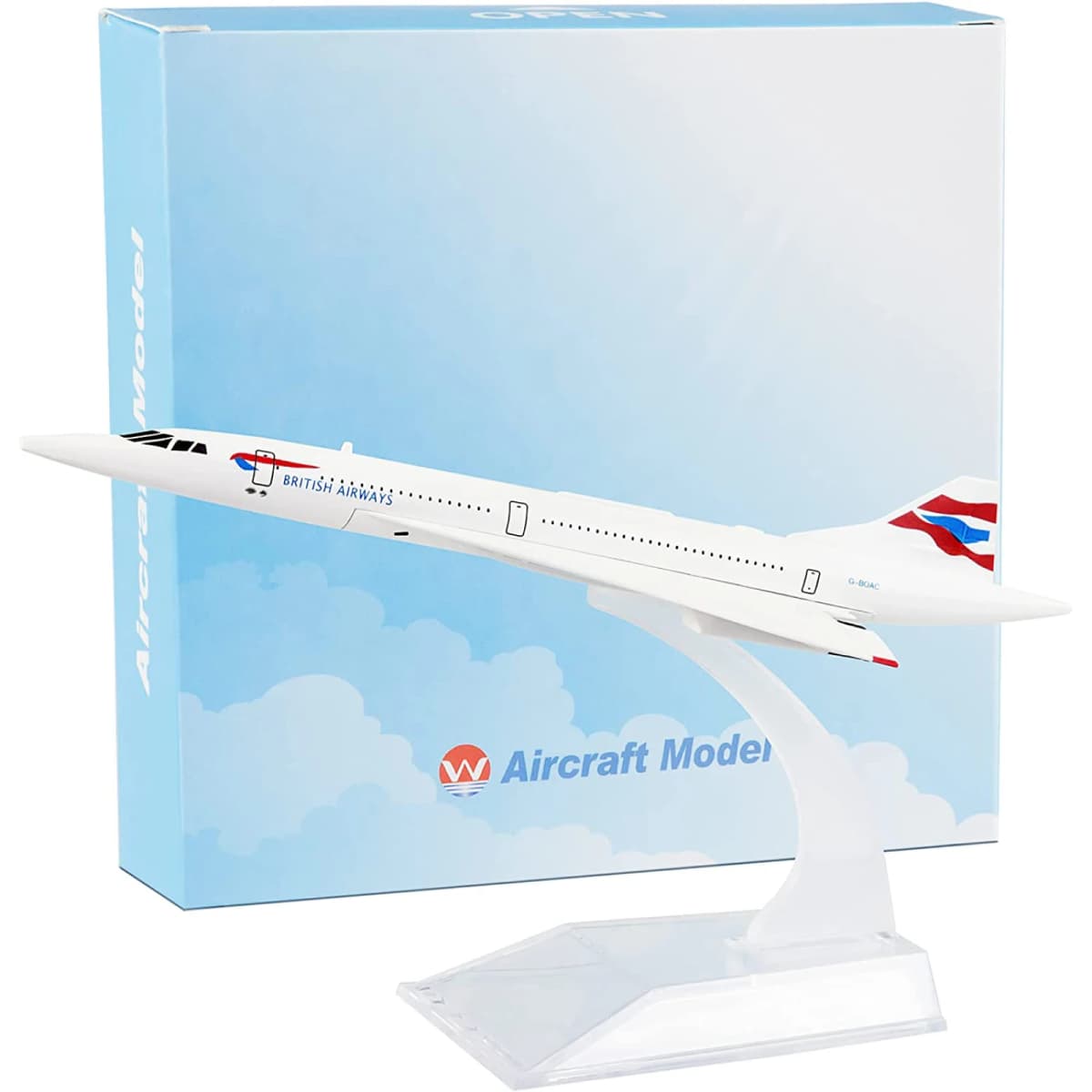 Retro 1:400 Scale Airplane Model Diecast Planes 16cm British F-BVFB Concorde Model Plane With Stand Static Display Home Decora