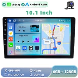 Podofo 6GB+128GB Car Radio Wireless Carplay Android Auto Universal Multimedia Video Player 10.1 Inch 2 Din MirrorLink BT GPS