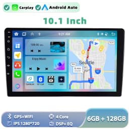 Podofo 6GB+128GB Car Radio Wireless Carplay Android Auto Universal Multimedia Video Player 10.1 Inch 2 Din MirrorLink BT GPS