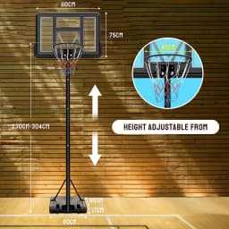 Basketball Hoop, Adjustable 230 to 304 cm with 110 x 75 cm Shatterproof Backboard, Portable Basketball Goal for Youth & Teens