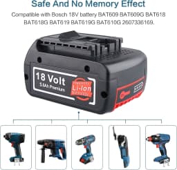 VINIDA BAT610G 1/2/4pcs 5.0Ah 18V Lithium Battery Replace for Bosch BAT609 BAT618 BAT620-2PK SKC181-202L Cordle tool Battery pin