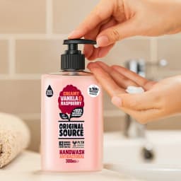 Original Source Hand Wash Vanilla & Raspberry 300ML, Moisturising Liquid Soap for Home and Office