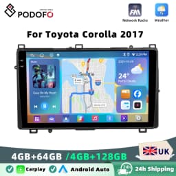 Podofo 4GB+64GB Car Radio For Toyota Corolla 2017 Wireless Carplay Android Auto Multimedia Video Player Mirror Link 9'' GPS BT