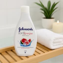 Johnson's Soft Energise Body Wash 400ML, Watermelon and Rose Aroma, Refreshing and Hydrating Shower Gel