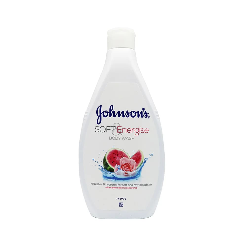 Johnson's Soft Energise Body Wash 400ML, Watermelon and Rose Aroma, Refreshing and Hydrating Shower Gel