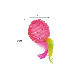 Cat Feather Ball Toy 2 Pack Green & Pink, Interactive Durable Rubber Play for Cats Indoor Fun