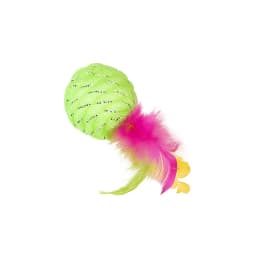 Cat Feather Ball Toy 2 Pack Green & Pink, Interactive Durable Rubber Play for Cats Indoor Fun
