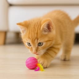 Cat Feather Ball Toy 2 Pack Green & Pink, Interactive Durable Rubber Play for Cats Indoor Fun
