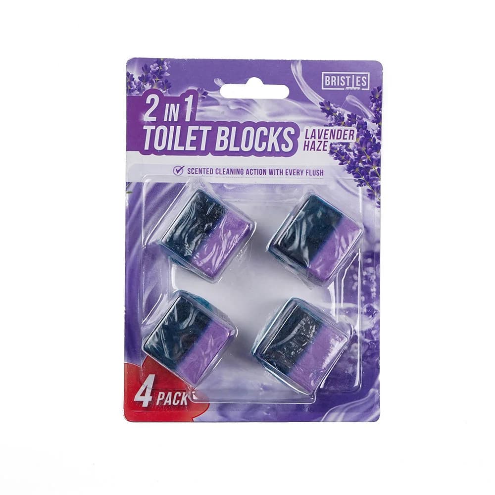 2In1 Toilet Blocks Cube Lavender Haze 4Pack, Long-Lasting Fresh Toilet Cleaner with Foaming Action for Bathroom Use