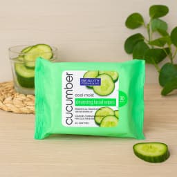 Beauty Formulas Cucumber Cleansing Facial Wipes 30 Pack, Refreshing Makeup Remover for All Skin Types