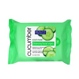 Beauty Formulas Cucumber Cleansing Facial Wipes 30 Pack, Refreshing Makeup Remover for All Skin Types
