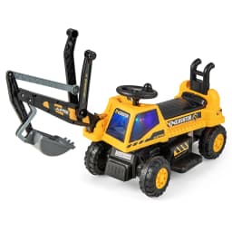DORTALA Kids Ride On Excavator Ride On Tractor w/ Rotating Seat Yellow Kids Gift Christmas Gift