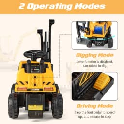 DORTALA Kids Ride On Excavator Ride On Tractor w/ Rotating Seat Yellow Kids Gift Christmas Gift