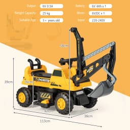 DORTALA Kids Ride On Excavator Ride On Tractor w/ Rotating Seat Yellow Kids Gift Christmas Gift
