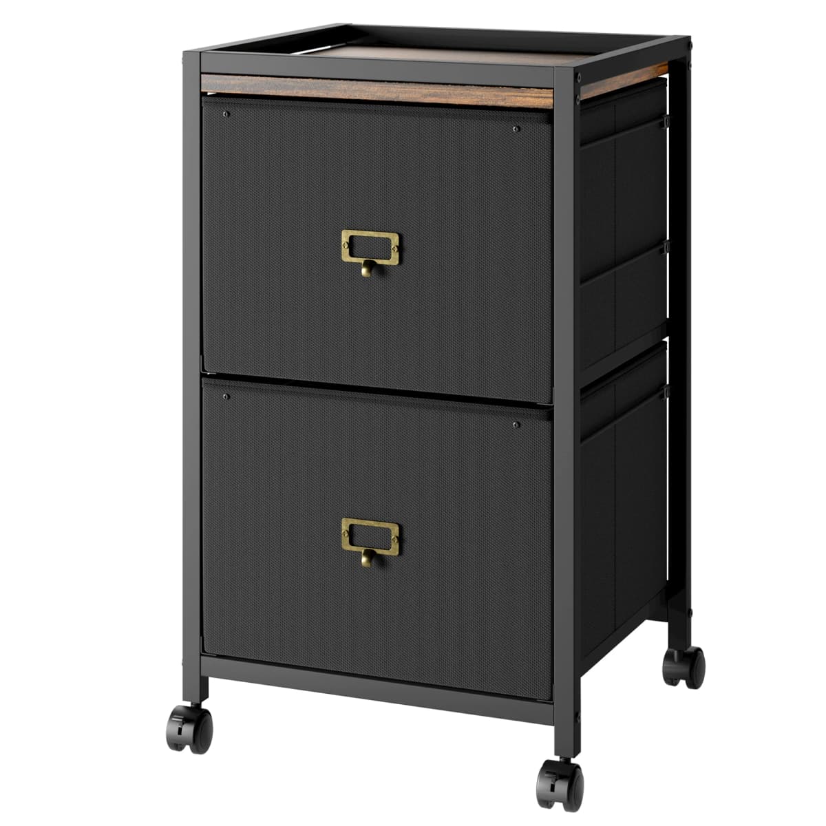 File Cabinet with Drawers, Mobile Filing Cabinet Fits Letter Size or A4, Fabric Vertical File on Wheels, Home Office
