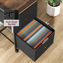 File Cabinet with Drawers, Mobile Filing Cabinet Fits Letter Size or A4, Fabric Vertical File on Wheels, Home Office