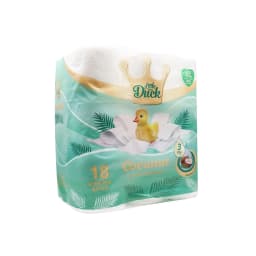 Little Duck Toilet Tissue 3Ply, Coconut Scented White Rolls, 18 Pack for Home and Bathroom Use