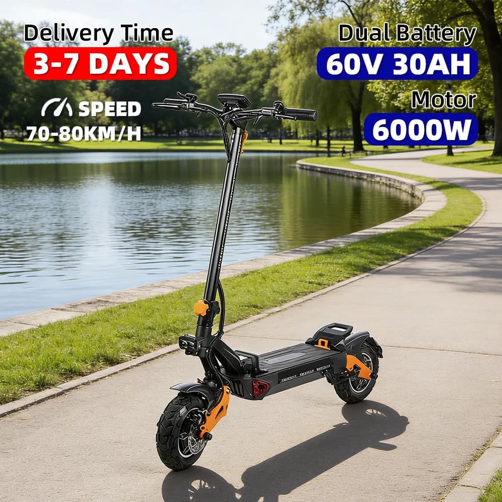 11 inch off-road electric scooter 6000W60V30AH lithium battery intelligent folding mini electric scooter in stock in Europe