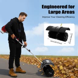 2.3HP 52CC Gas Powered Walk Behind Sweeper Multi Surface Brush Cleaner for Driveway Lawn Artificial Grass Garage Snow Removal