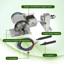 【EU Stock】CNC Fourth Axis 4th A Rotary Axis 3 Jaw 4 Jaw Chuck 65mm Activity Tailstock Center Height 54MM & Power & Driver